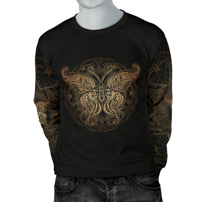 Gold Butterfly Ornamental Men Crewneck Sweatshirt