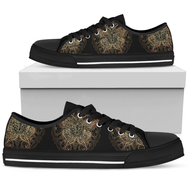 Gold Butterfly Ornamental Men Low Top Shoes