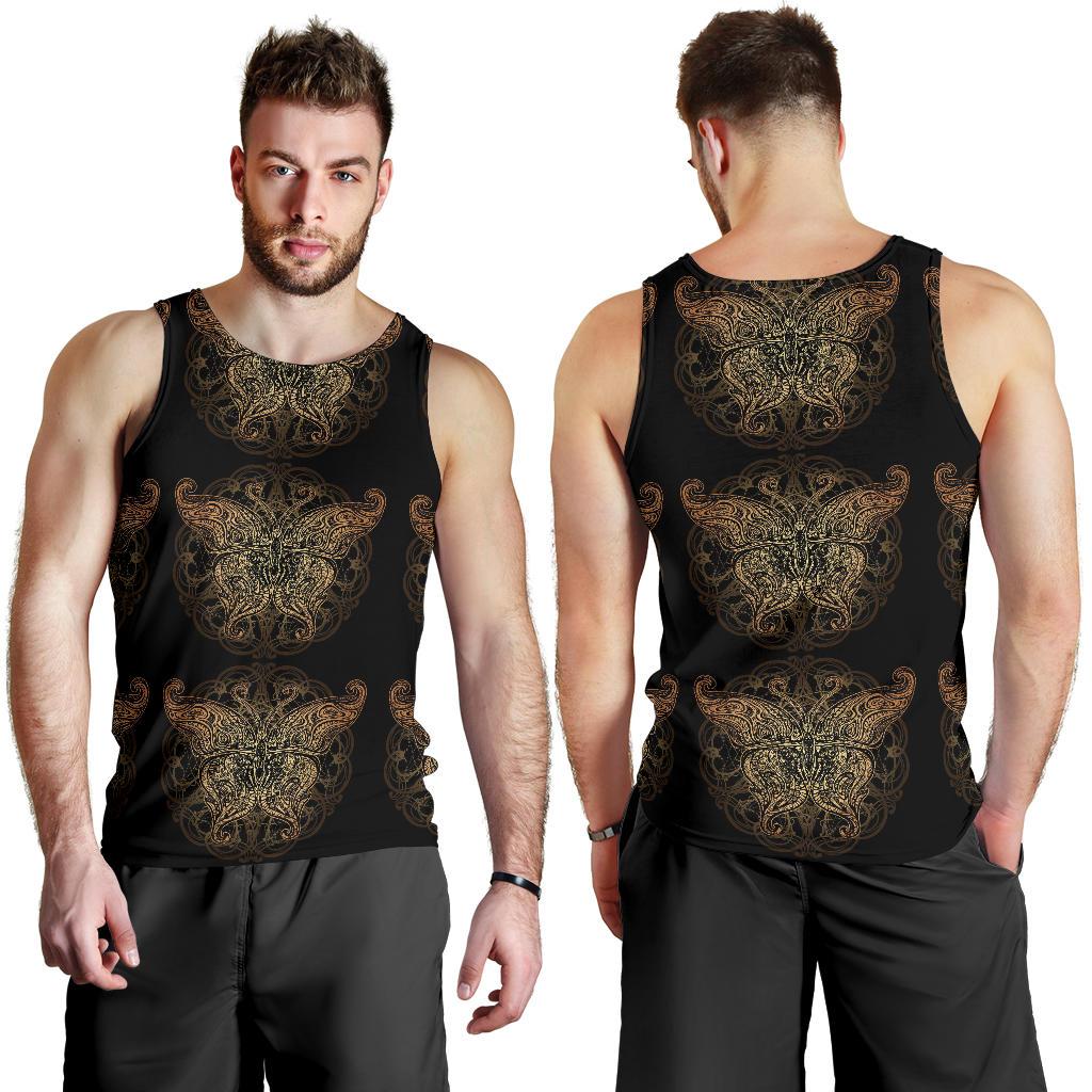 Gold Butterfly Ornamental Men Tank Top