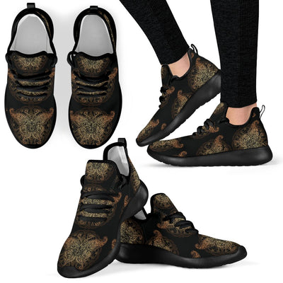 Gold Butterfly Ornamental Mesh Knit Sneakers Shoes