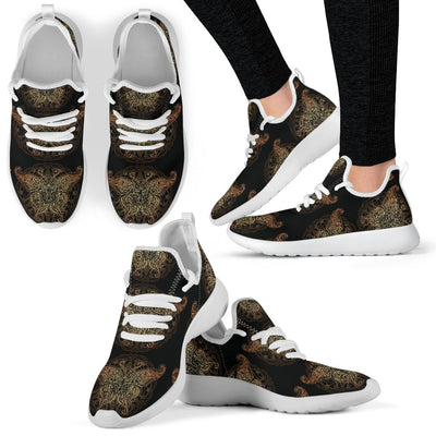 Gold Butterfly Ornamental Mesh Knit Sneakers Shoes