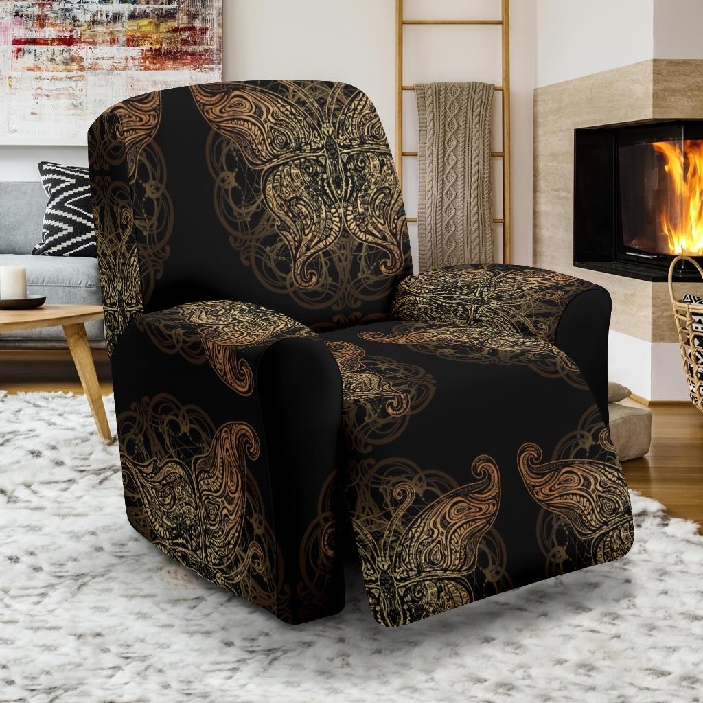 Gold Butterfly Ornamental Recliner Slipcover-JORJUNE.COM