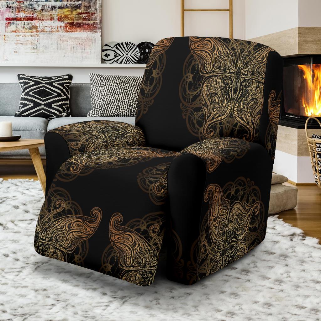 Gold Butterfly Ornamental Recliner Slipcover-JORJUNE.COM