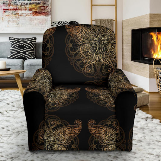 Gold Butterfly Ornamental Recliner Slipcover-JORJUNE.COM