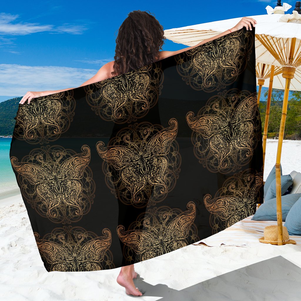 Gold Butterfly Ornamental Sarong Pareo Wrap