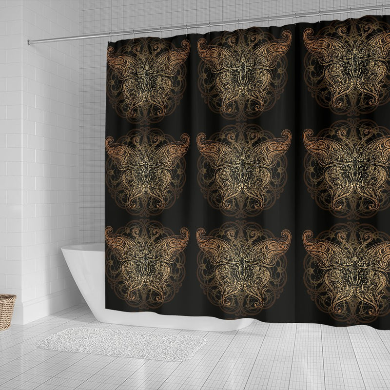 Gold Butterfly Ornamental Shower Curtain