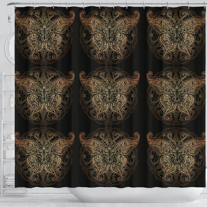 Gold Butterfly Ornamental Shower Curtain