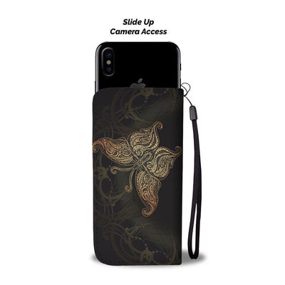 Gold Butterfly Ornamental Wallet Phone Case