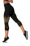 Gold Butterfly Ornamental Women Capris