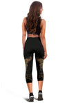 Gold Butterfly Ornamental Women Capris