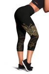 Gold Butterfly Ornamental Women Capris