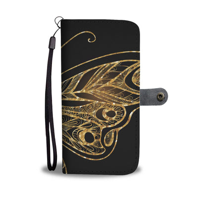 Gold Butterfly Wallet Phone Case