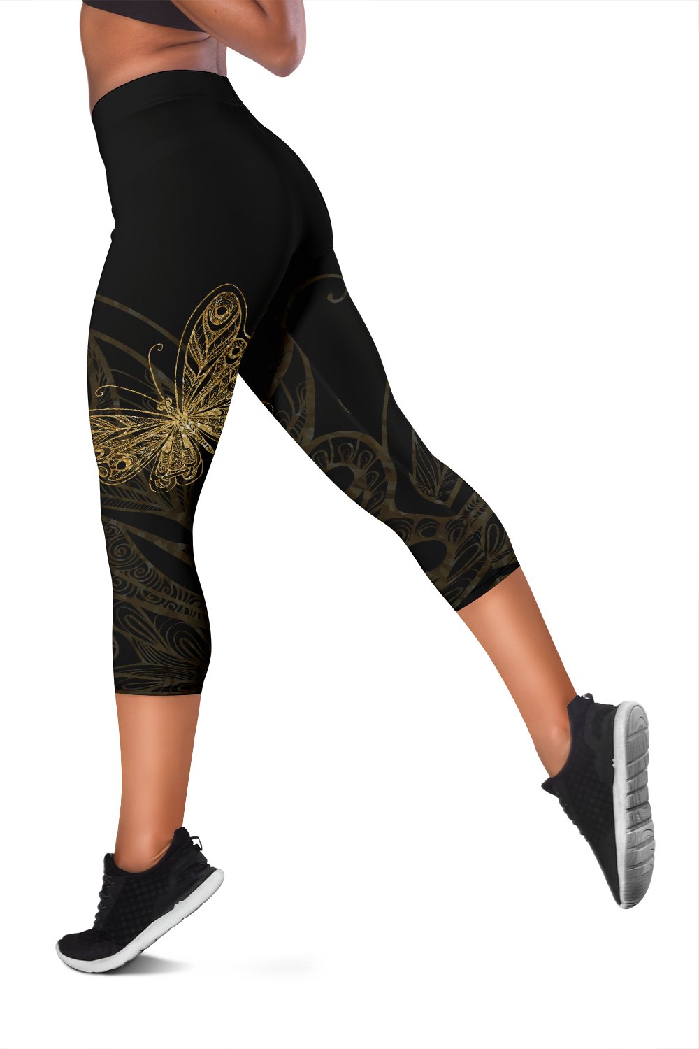 Gold Butterfly Women Capris