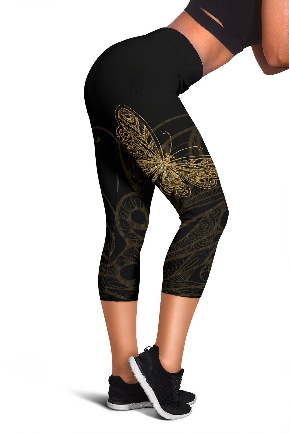 Gold Butterfly Women Capris