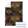 Gold Dragonfly Mandala Fleece Blanket