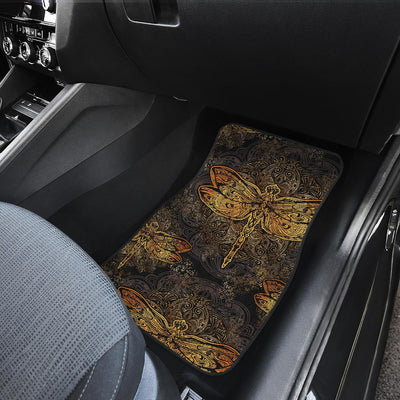 Gold Dragonfly Mandala Front and Back Car Floor Mats