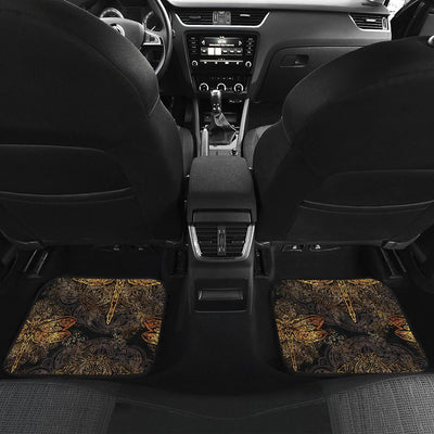 Gold Dragonfly Mandala Front and Back Car Floor Mats