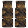 Gold Dragonfly Mandala Front and Back Car Floor Mats