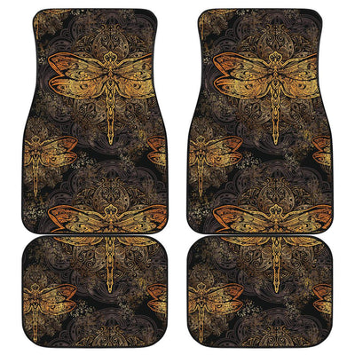 Gold Dragonfly Mandala Front and Back Car Floor Mats