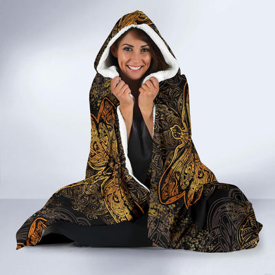 Gold Dragonfly Mandala Hooded Blanket-JORJUNE.COM