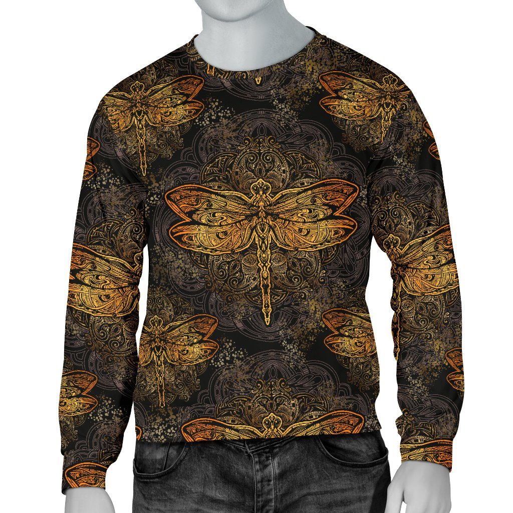 Gold Dragonfly Mandala Men Crewneck Sweatshirt