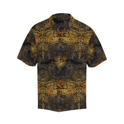 Gold Dragonfly Mandala Men Hawaiian Shirt