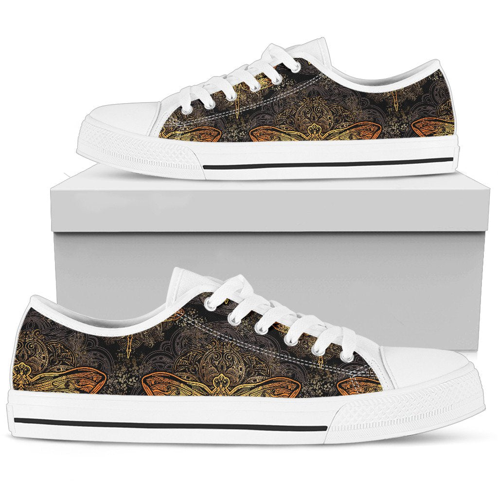 Gold Dragonfly Mandala Men Low Top Shoes