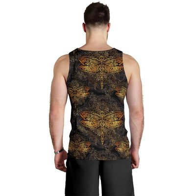 Gold Dragonfly Mandala Men Tank Top