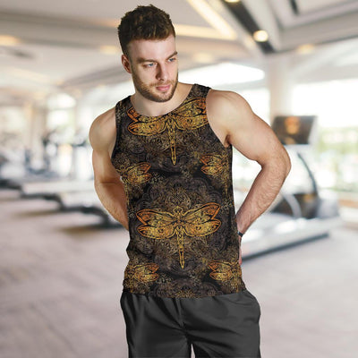 Gold Dragonfly Mandala Men Tank Top