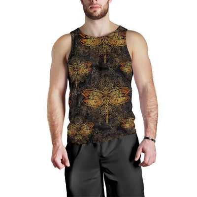 Gold Dragonfly Mandala Men Tank Top