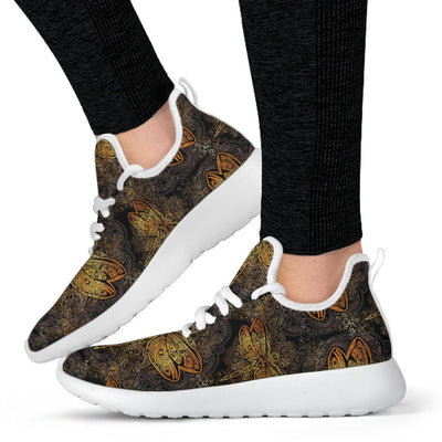 Gold Dragonfly Mandala Mesh Knit Sneakers Shoes