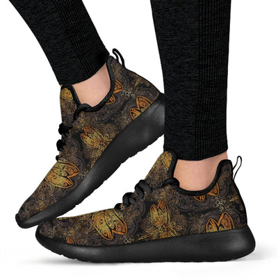 Gold Dragonfly Mandala Mesh Knit Sneakers Shoes