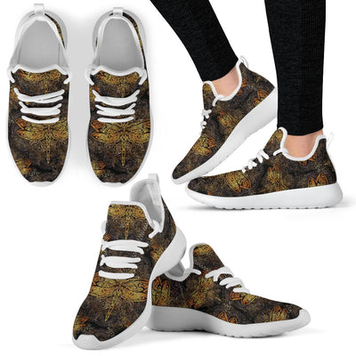 Gold Dragonfly Mandala Mesh Knit Sneakers Shoes