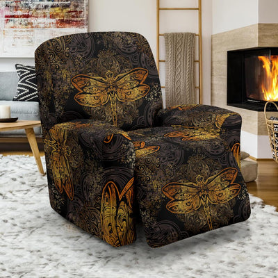 Gold Dragonfly Mandala Recliner Slipcover-JORJUNE.COM