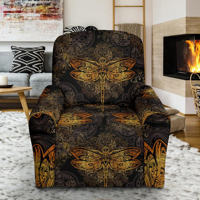 Gold Dragonfly Mandala Recliner Slipcover-JORJUNE.COM