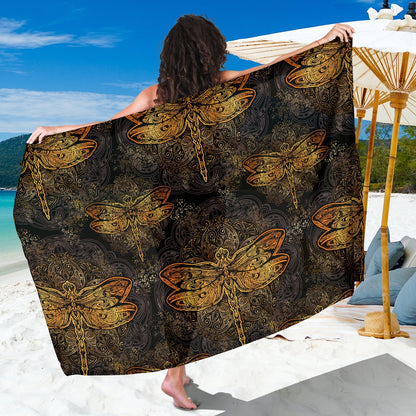 Gold Dragonfly Mandala Sarong Pareo Wrap