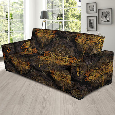 Gold Dragonfly Mandala Sofa Slipcover-JORJUNE.COM