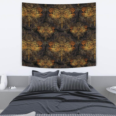 Gold Dragonfly Mandala Tapestry