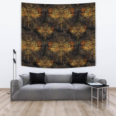 Gold Dragonfly Mandala Tapestry