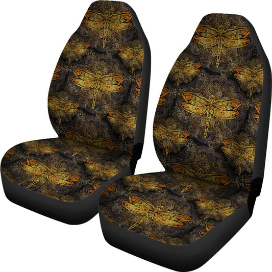 Gold Dragonfly Mandala Universal Fit Car Seat Covers