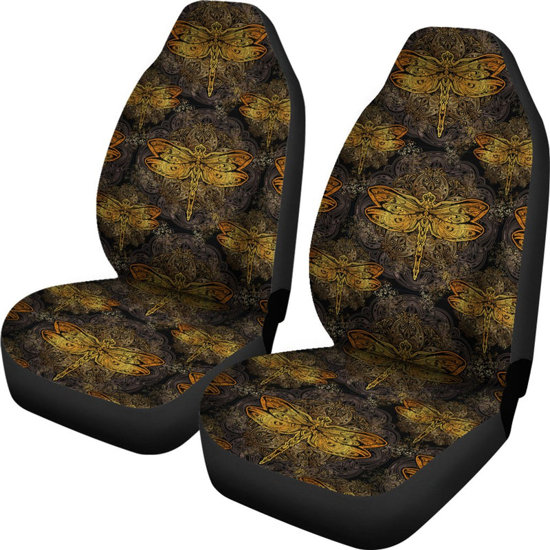 Gold Dragonfly Mandala Universal Fit Car Seat Covers