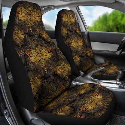 Gold Dragonfly Mandala Universal Fit Car Seat Covers