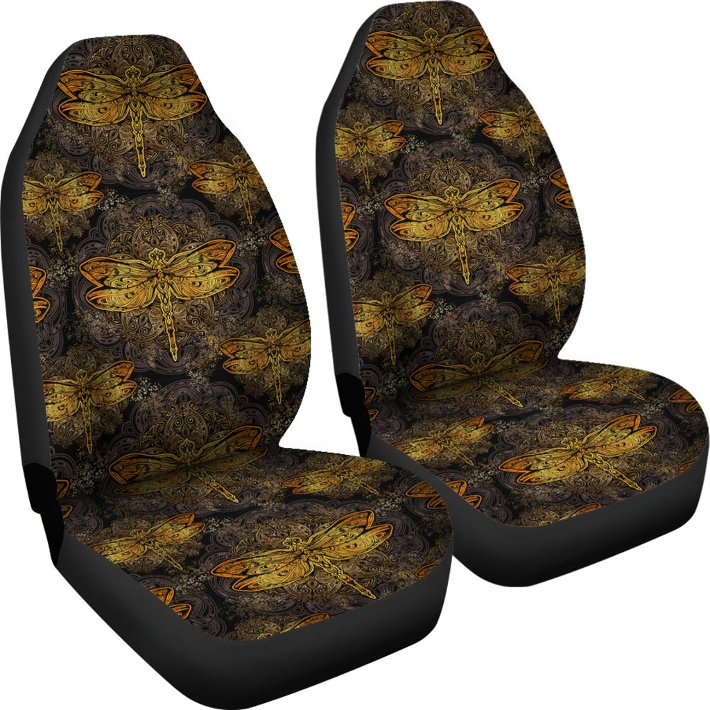 Gold Dragonfly Mandala Universal Fit Car Seat Covers