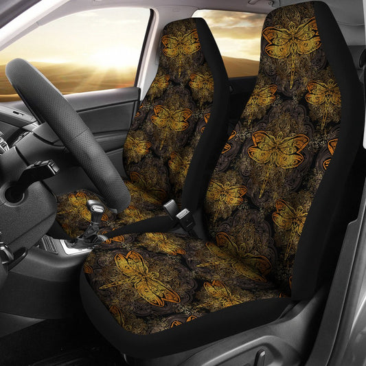 Gold Dragonfly Mandala Universal Fit Car Seat Covers