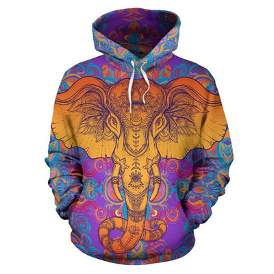 Gold Elephant Indian All Over Print Hoodie