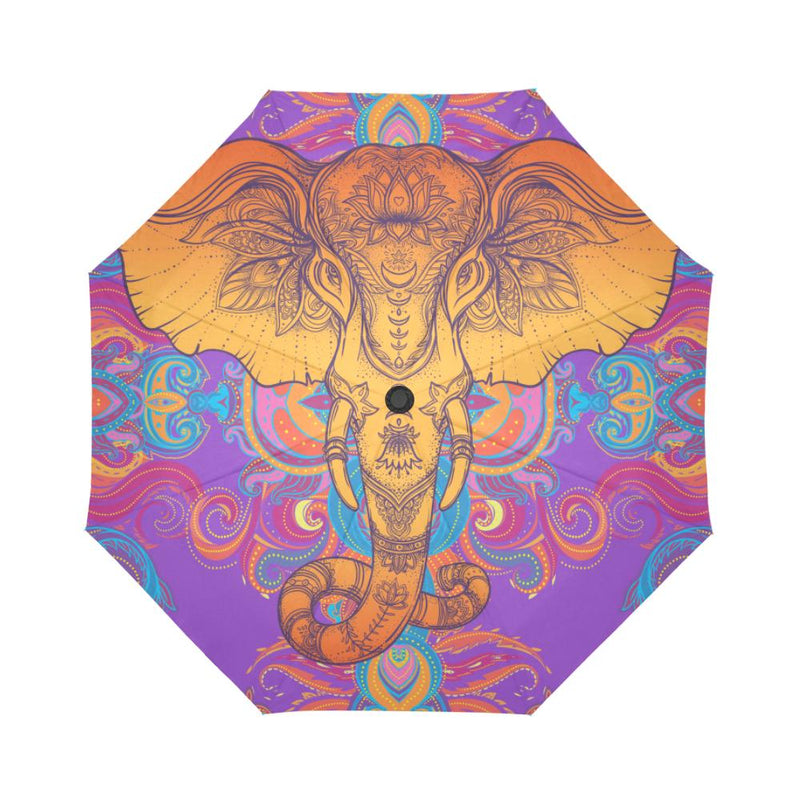 Gold Elephant Indian Automatic Foldable Umbrella