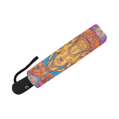 Gold Elephant Indian Automatic Foldable Umbrella