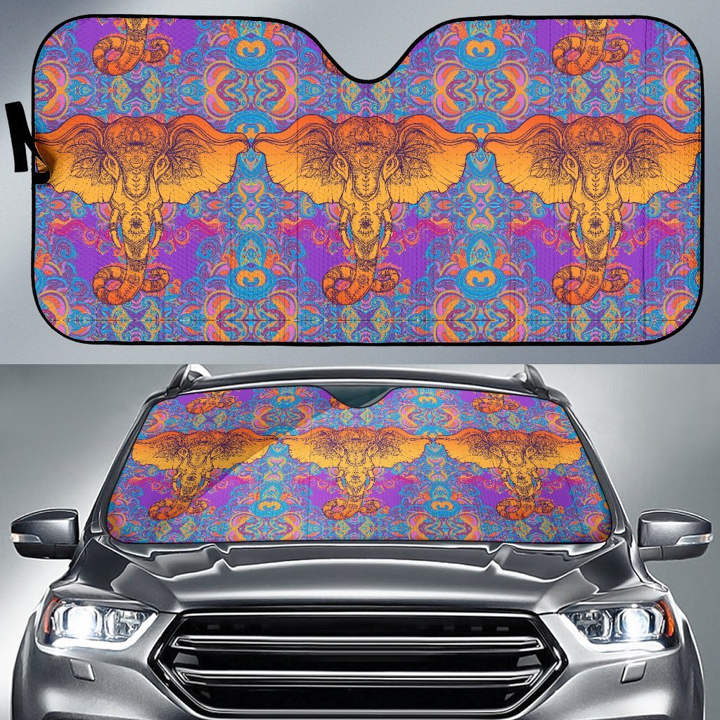 Gold Elephant Indian Car Sun Shade-JorJune