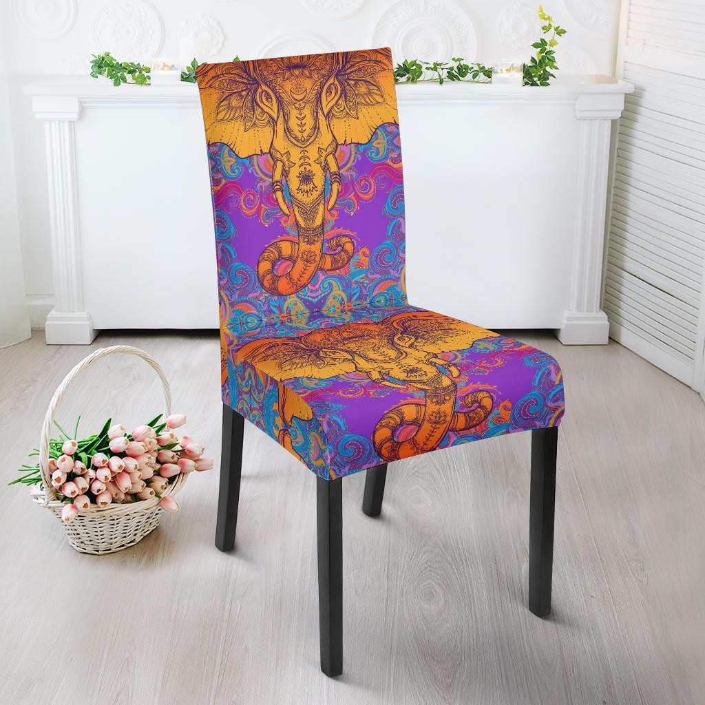 Gold Elephant Indian Dining Chair Slipcover-JORJUNE.COM