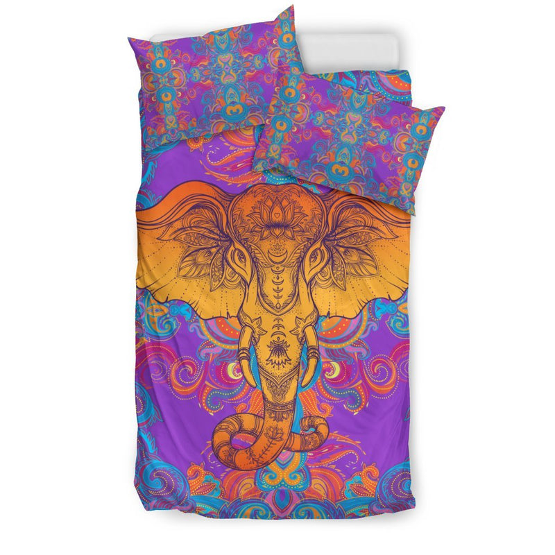 Gold Elephant Indian Duvet Cover Bedding Set